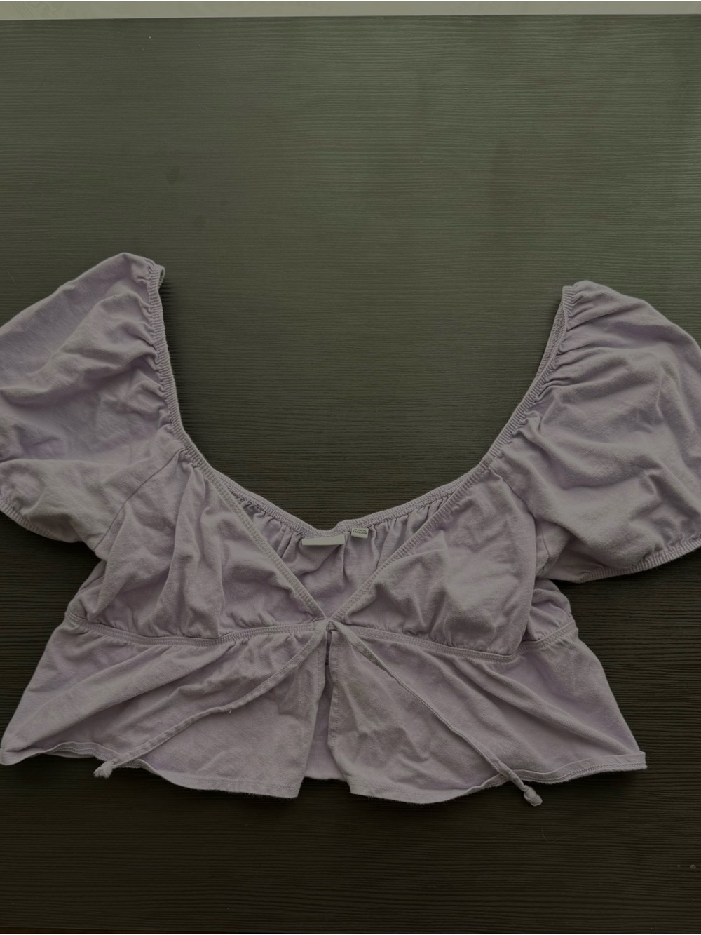 Sunday Best Light Purple Tie-Front Puff Sleeve Crop Top - Picture 2 of 4